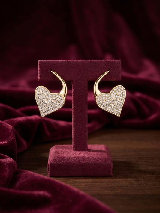 The Pave Heart Silhouette Hoops