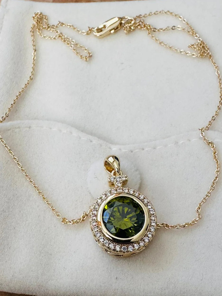 The Green Crystal Halo Pendant