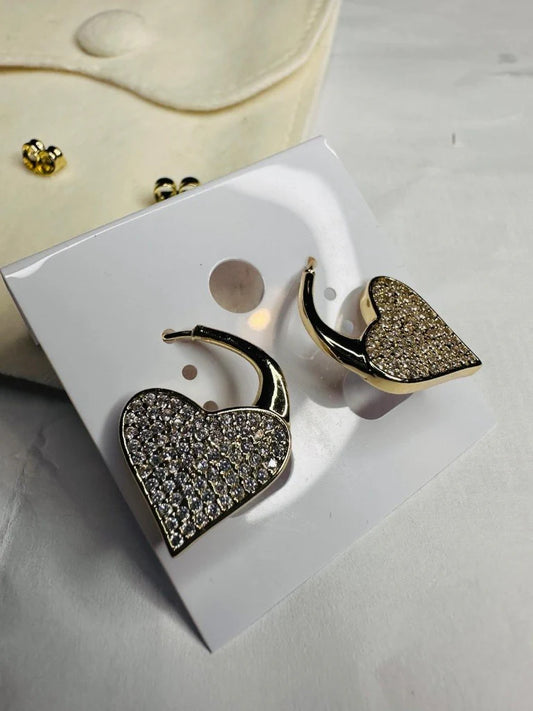 The Pave Heart Silhouette Hoops