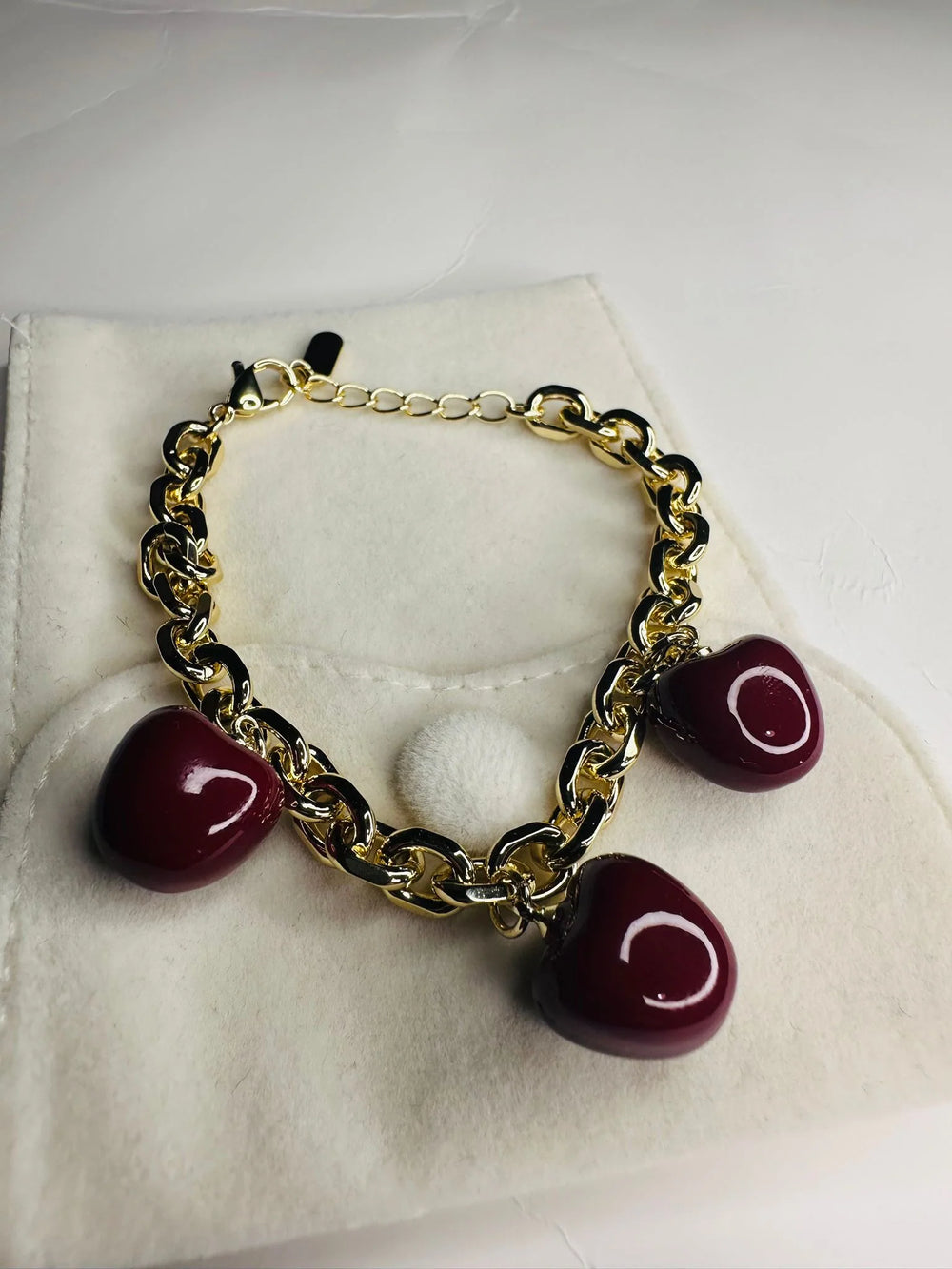 The Burgundy Heart Charm Link