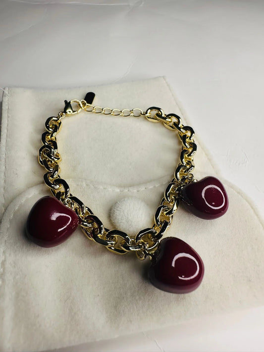 The Burgundy Heart Charm Link