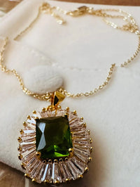 The Emerald Baguette Halo Pendant