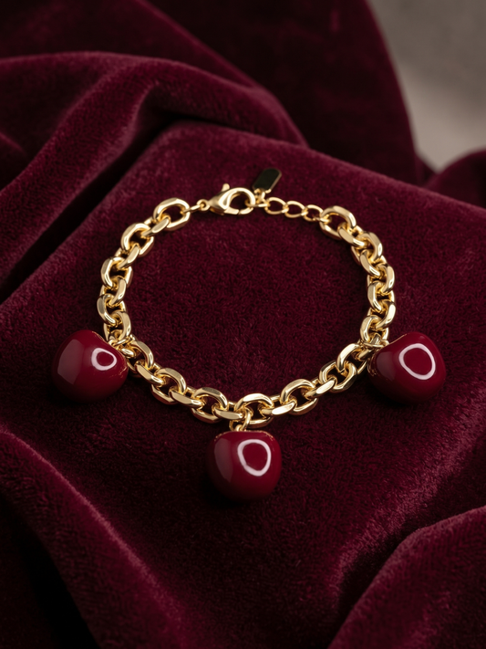 The Burgundy Heart Charm Link