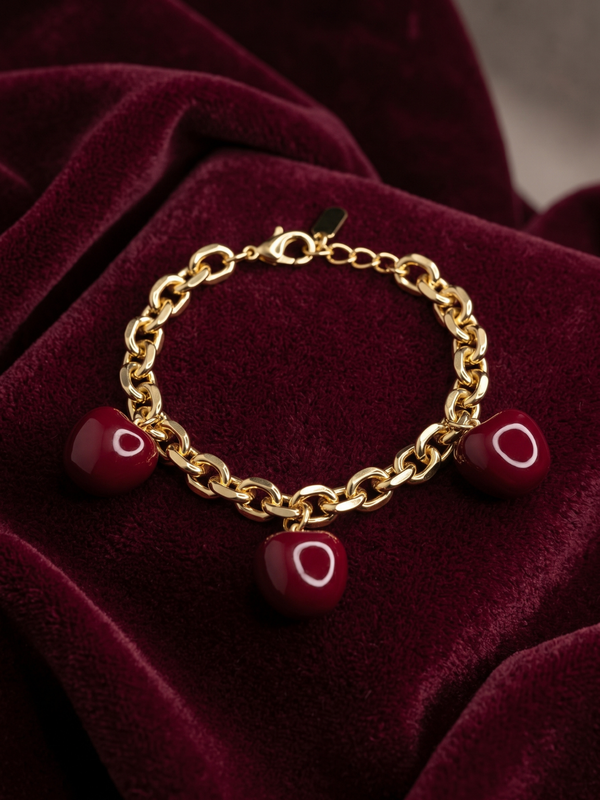 The Burgundy Heart Charm Link