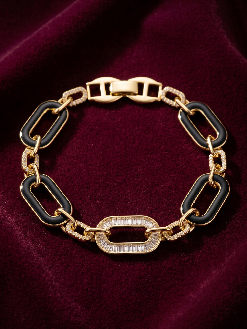 The Onyx Enamel Baguette Link