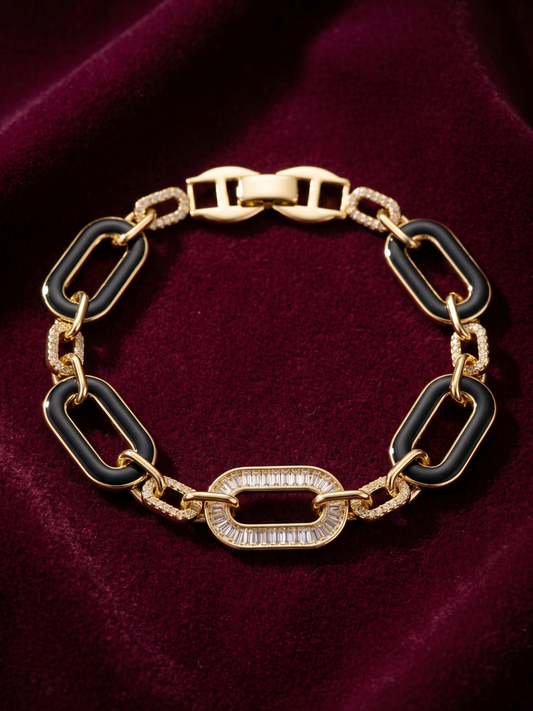 The Onyx Enamel Baguette Link