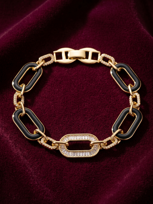 The Onyx Enamel Baguette Link