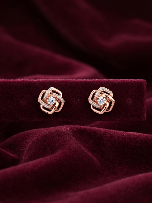 The Rose Gold Floral Swirl Stud