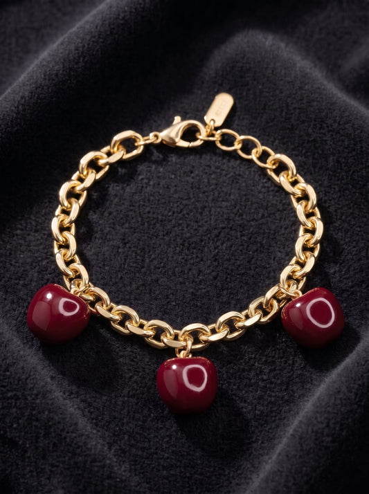 The Burgundy Heart Charm Link