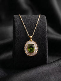 The Emerald Baguette Halo Pendant