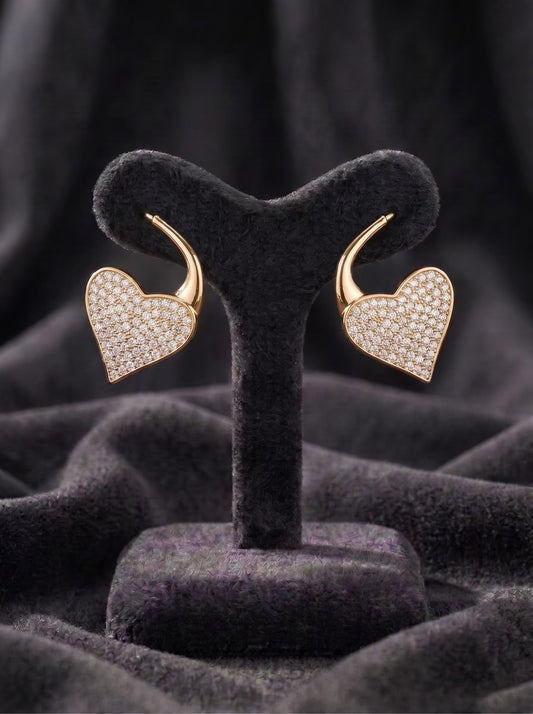 The Pave Heart Silhouette Hoops